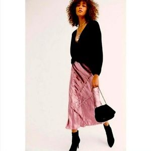 Free people textured pink maxi midi skirt